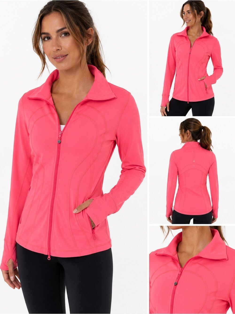 Lululemon Define Jacket 10 Pink Luon Full Zip Thumbhole Yoga Running Gym